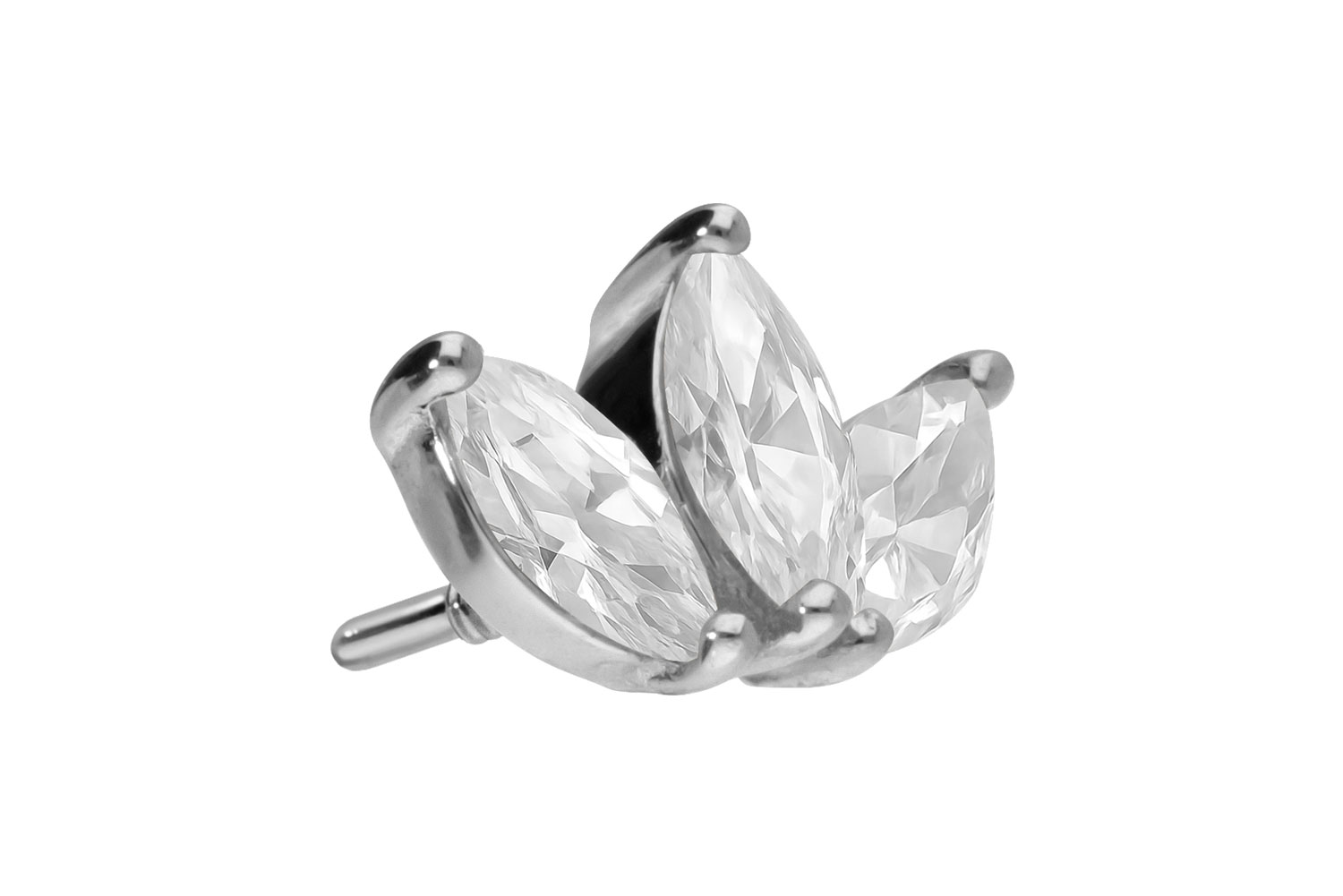 14 Karat Gold Schraubaufsatz mit Außengewinde MOISSANIT-LOTUSBLÜTE von Piercingline